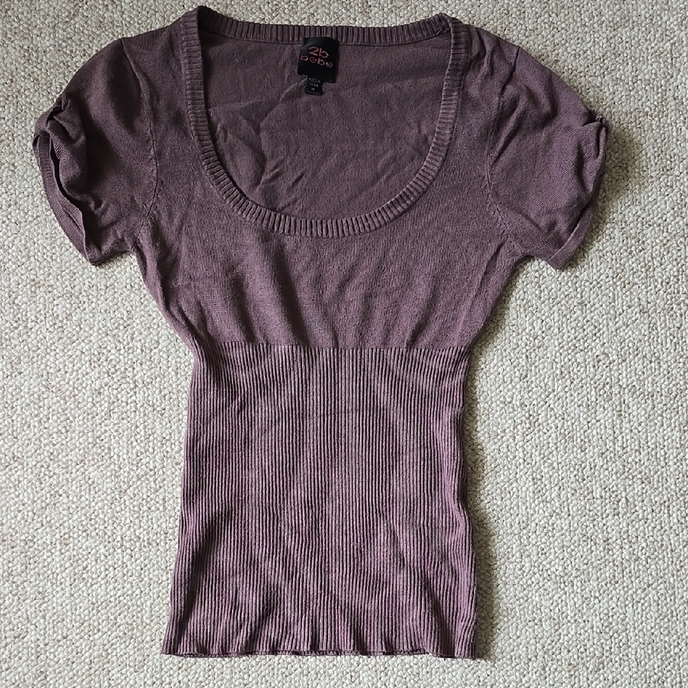 2b bebe Soft Brown Women's Short Sleeved Sweater